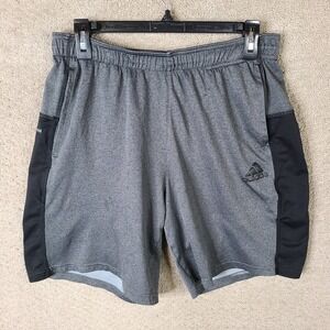 Adidas ClimaCool Athletic Shorts Womens‎ M Gray Black Polyester Gym Workout